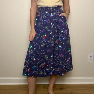 Vintage Nautical icon all over sailor anchor 
midi skirt size small pockets